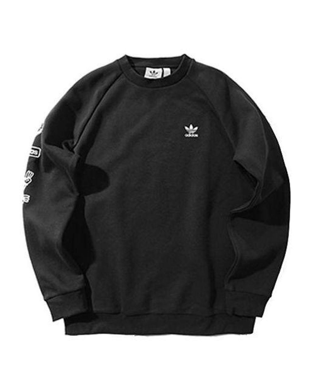 Adidas Black Originals Graphic Crew Logo Printing Casual Sports Round Neck Pullover for men