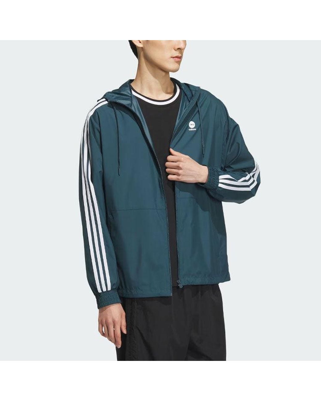 Adidas Blue Neo Essentials Windbreaker Jackets for men