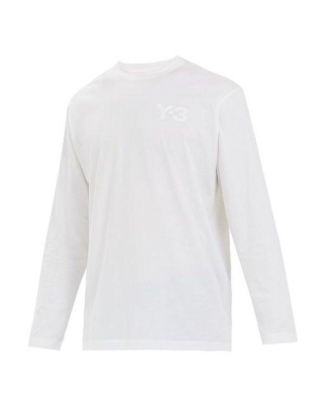 Adidas White Y-3 Round Neck Pullover Logo Long Sleeves T-Shirt for men