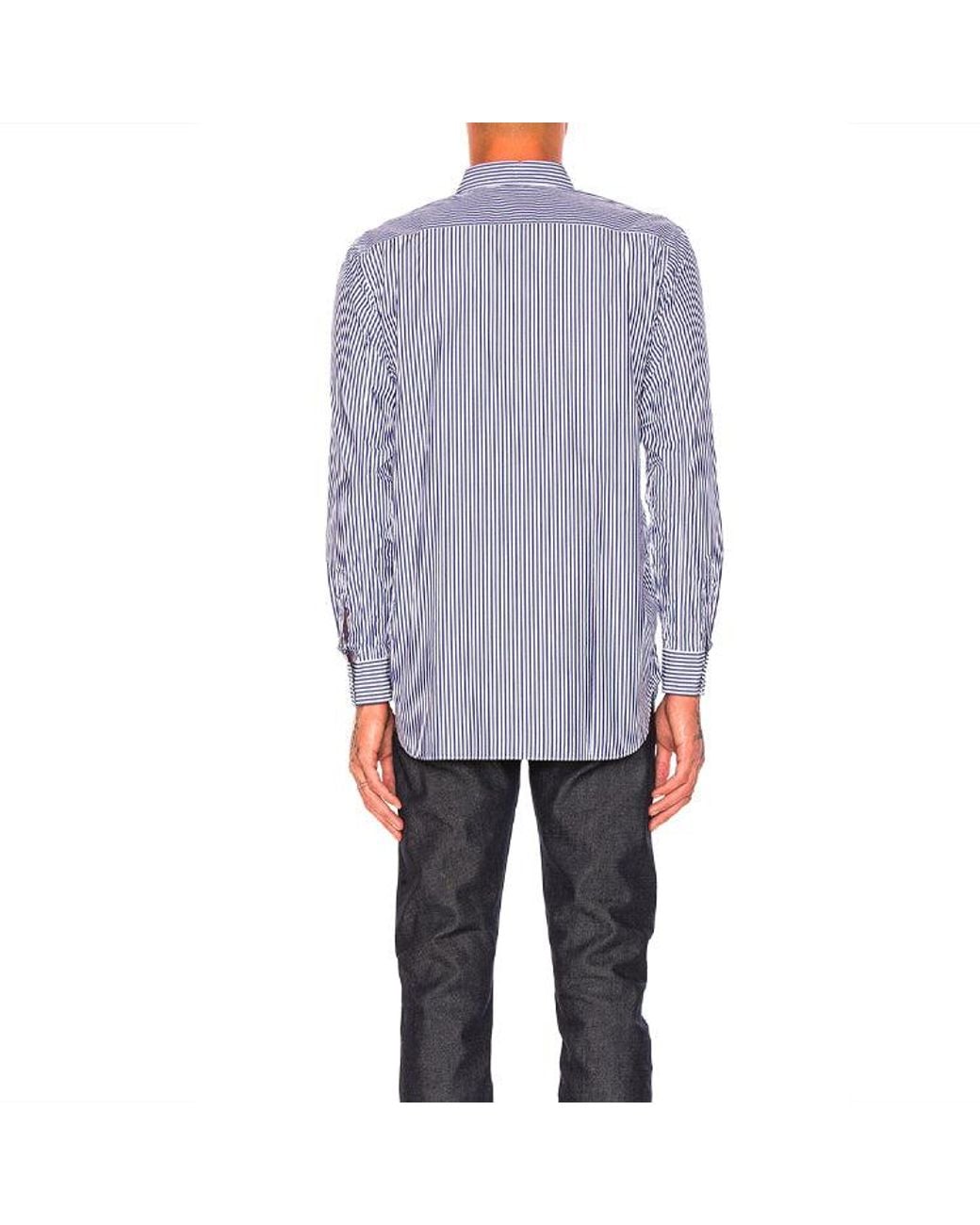 COMME DES GARÇONS PLAY Blue Emblem Striped Button Down for men