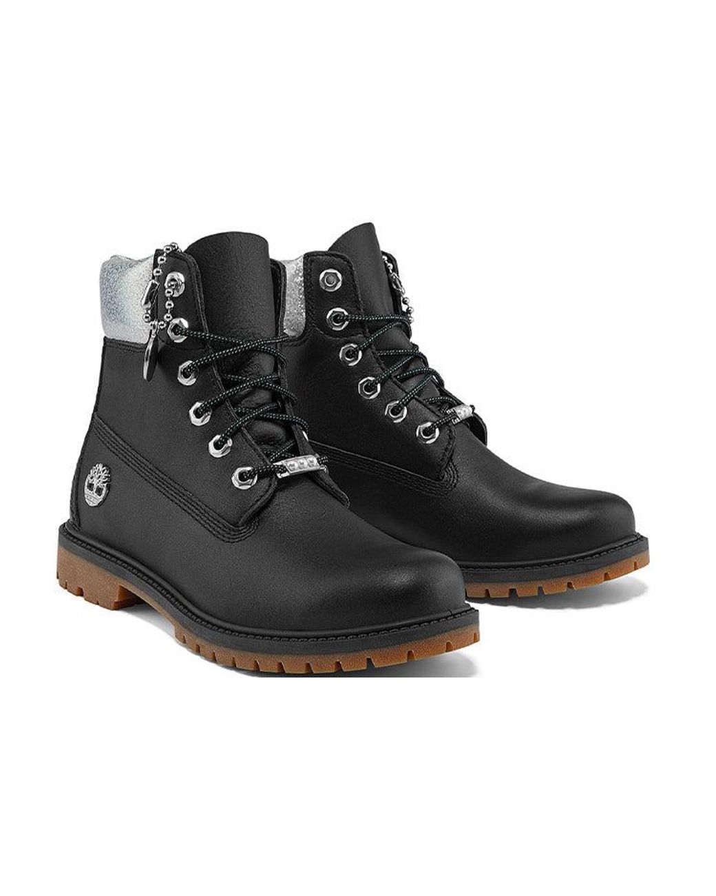 Timberland Black (Wmns) Heritage 6 Inch Waterproof Boots Full Grain With Collar'