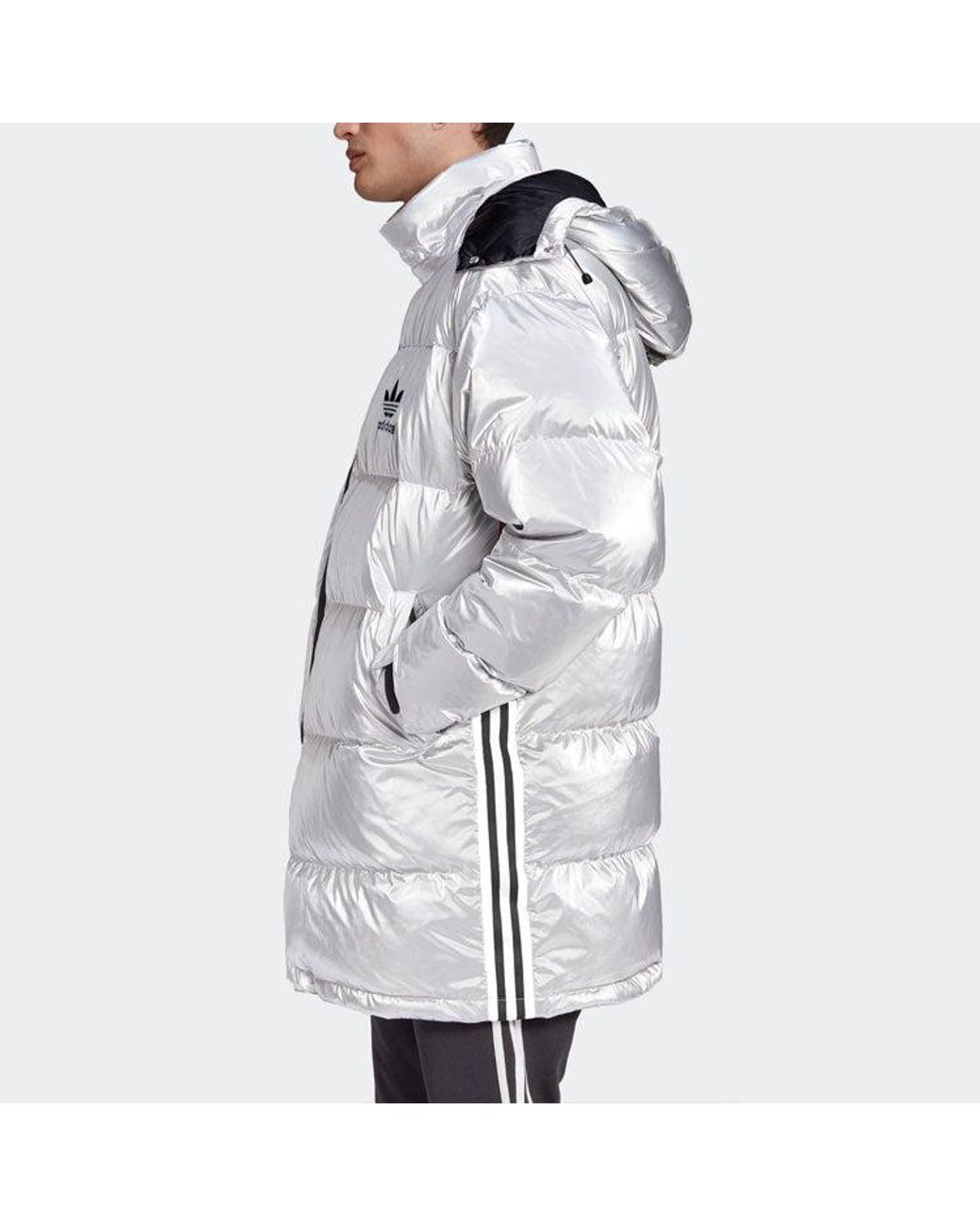 Adidas Metallic Originals Metal Dwn Jkt Stay Warm Diagonal Zipper Sports Hooded Down Jacket for men