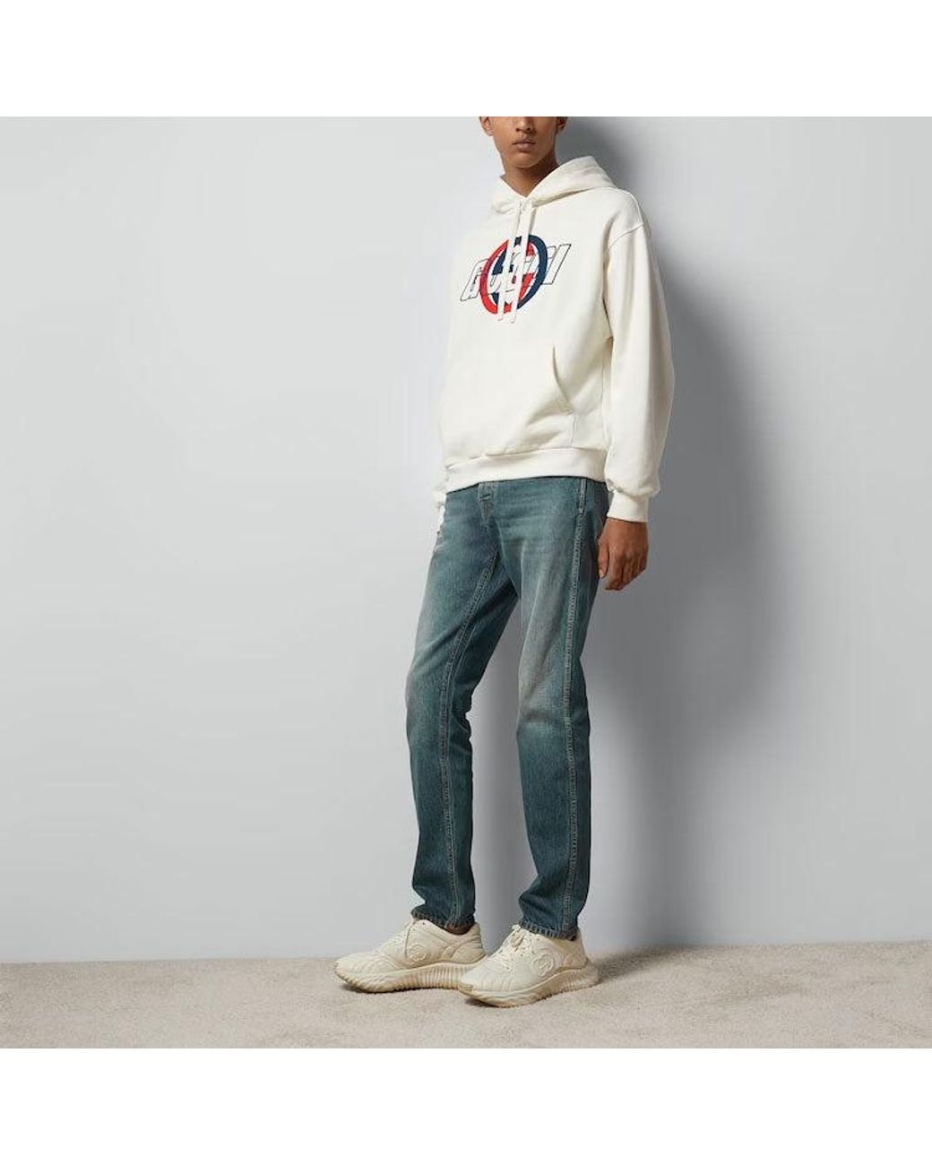 Gucci White Cotton Jersey Hooded Sweatshirt 'Off' for men