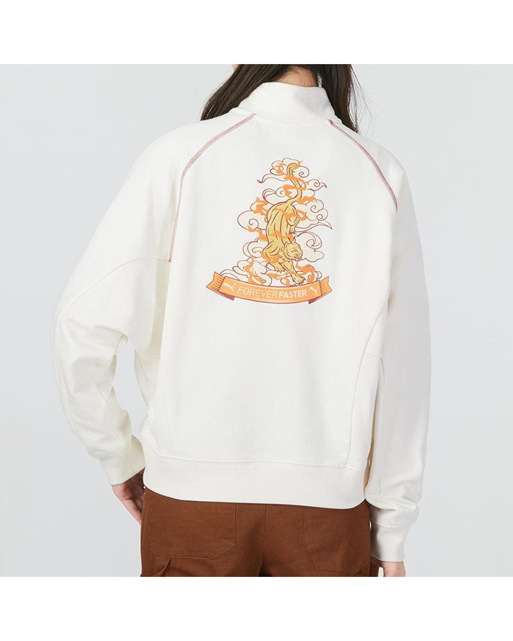 PUMA White (Wmns) Das Cc Graphic Half-Zip Crew