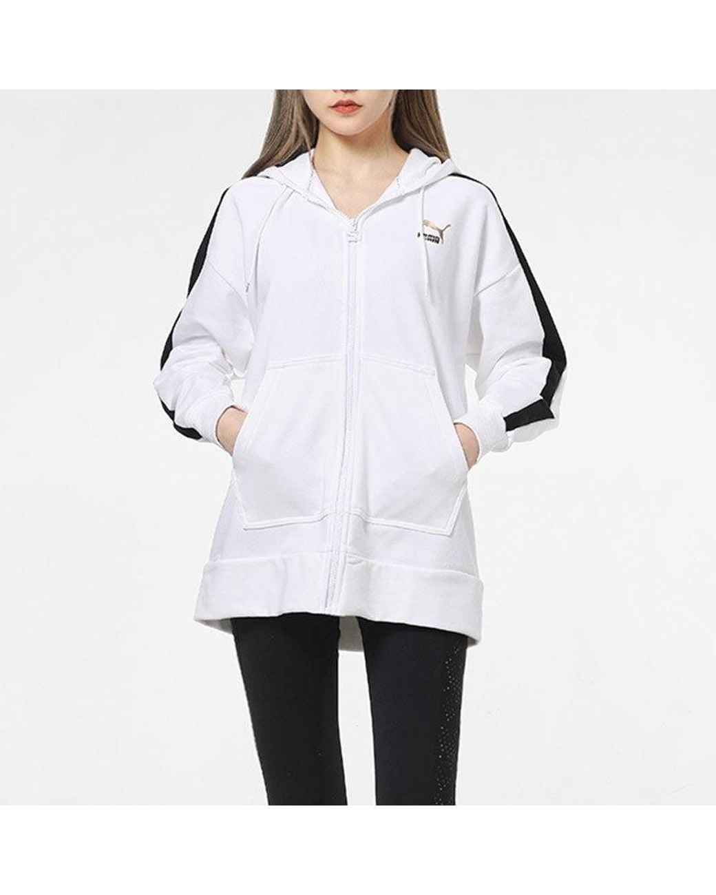 PUMA White (Wmns) Full-Zip Sleeve Striped Jacket