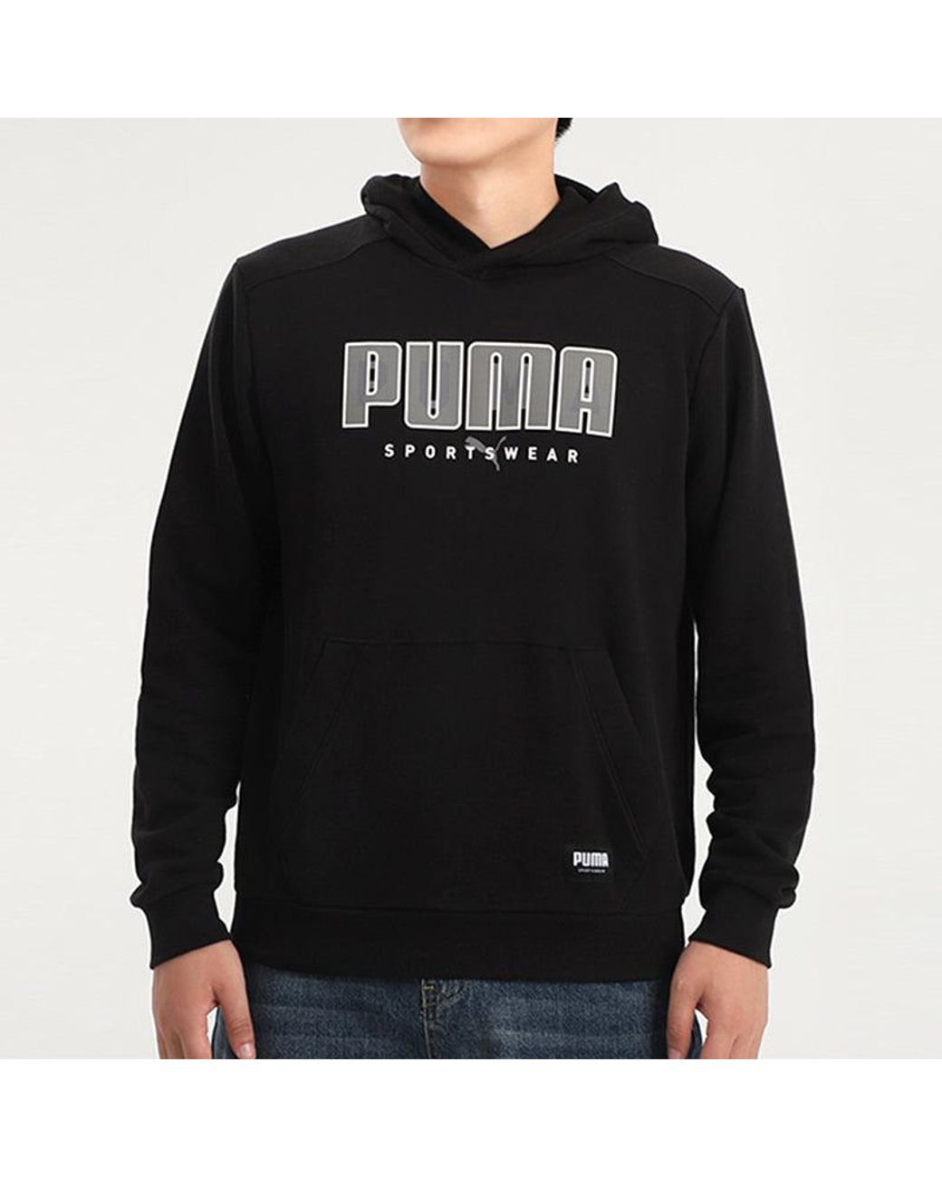 PUMA Black Athletics Casual Pullover Long Sleeves Hooded Sports for men