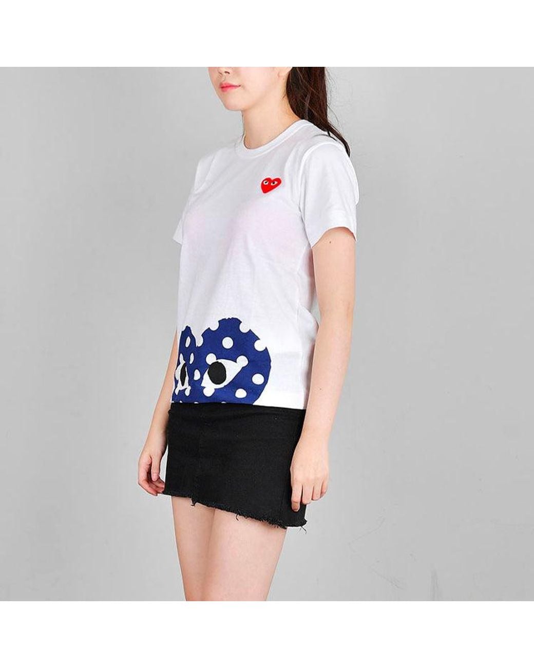COMME DES GARÇONS PLAY White (Wmns) Polka Dot Half Heart Tee