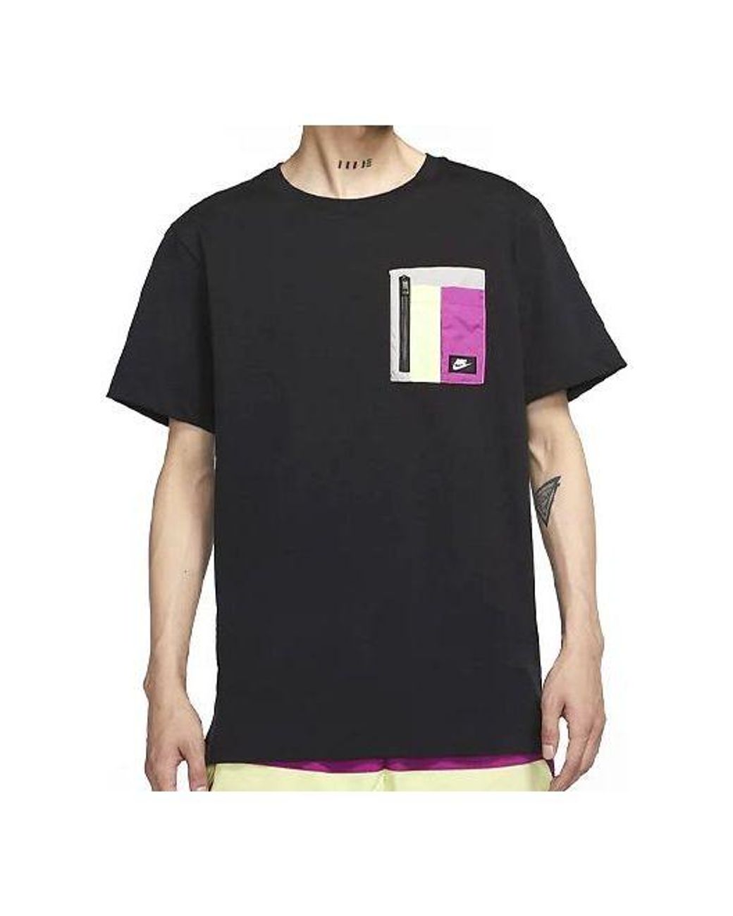 Nike Black Sportswear Zipper Pocket Design Short Sleeve for men