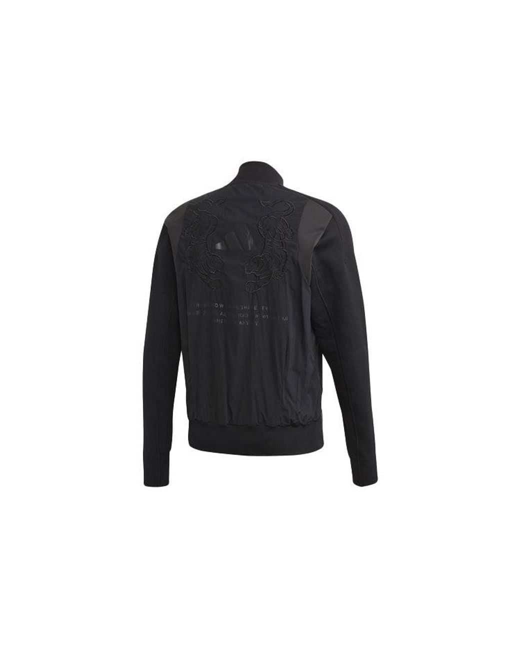 Adidas Black Vrct Tiger Embroidered Pattern Athleisure Casual Sports Jacket for men