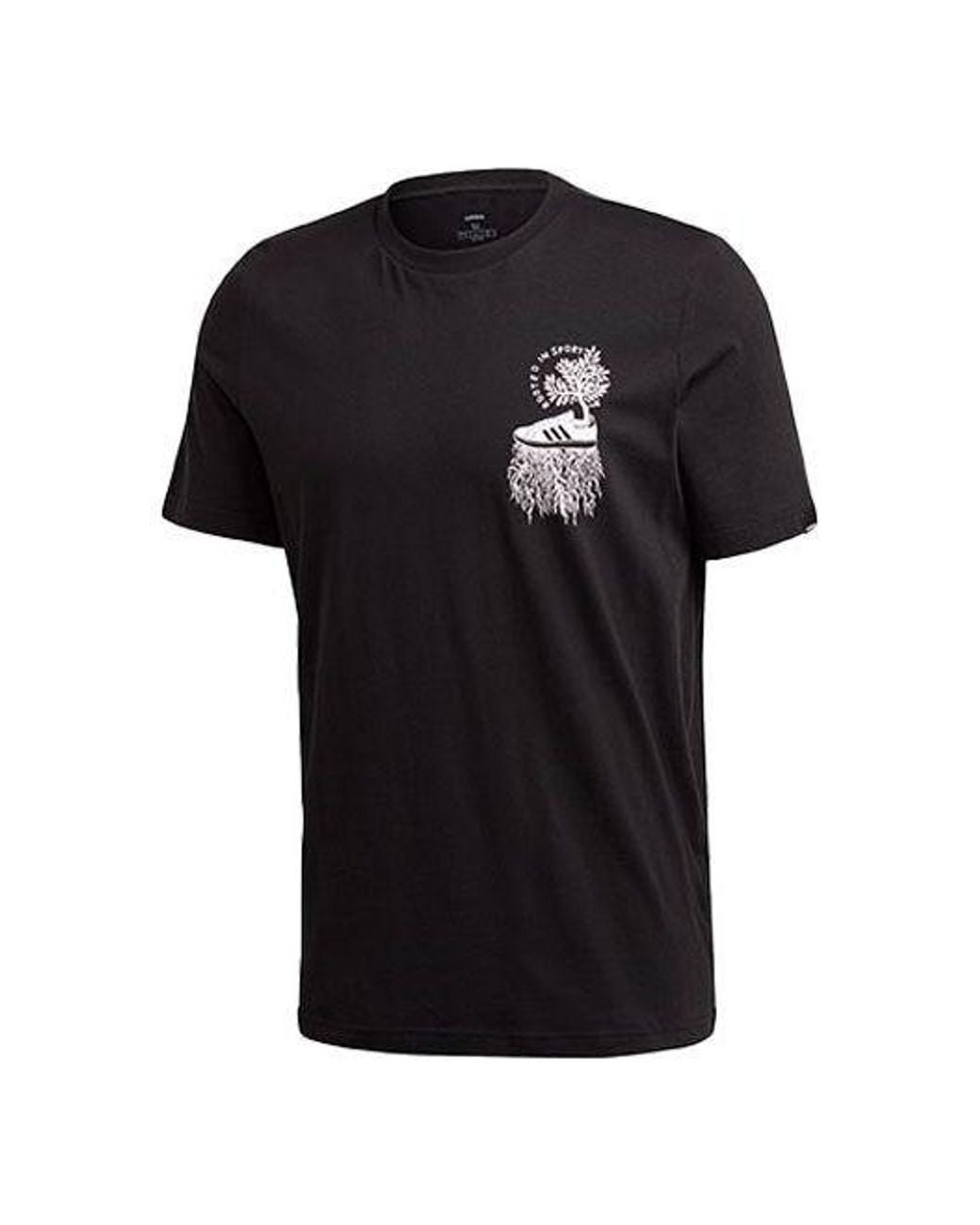 Adidas Black Ris T Sports Training Printing Logo Round Neck Short Sleeve for men