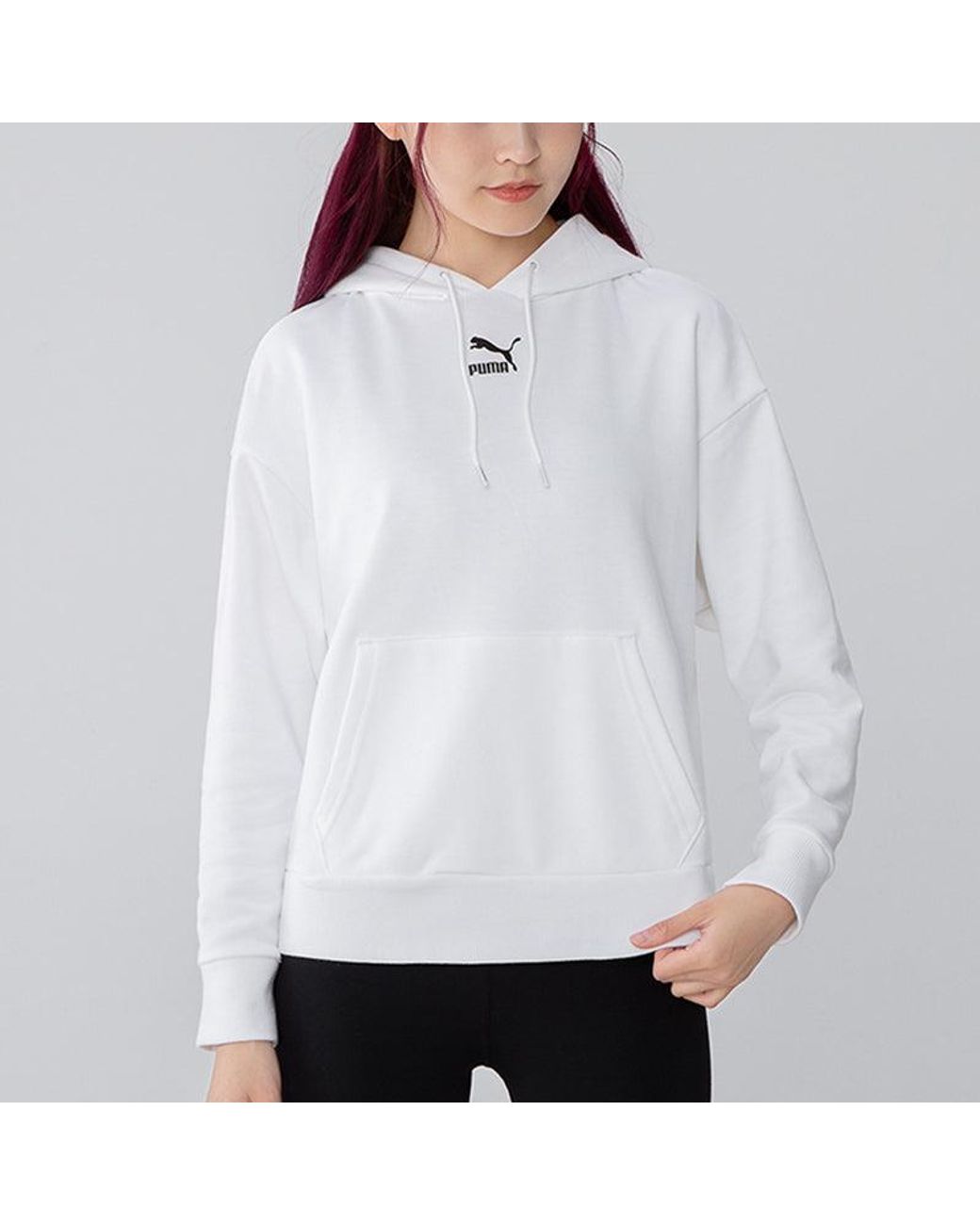PUMA White (Wmns) Classics Logo Graphics Hoodie