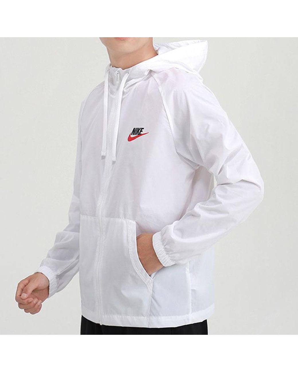 Nike White Back Large Logo Woven Sports Hooded Jacket for men