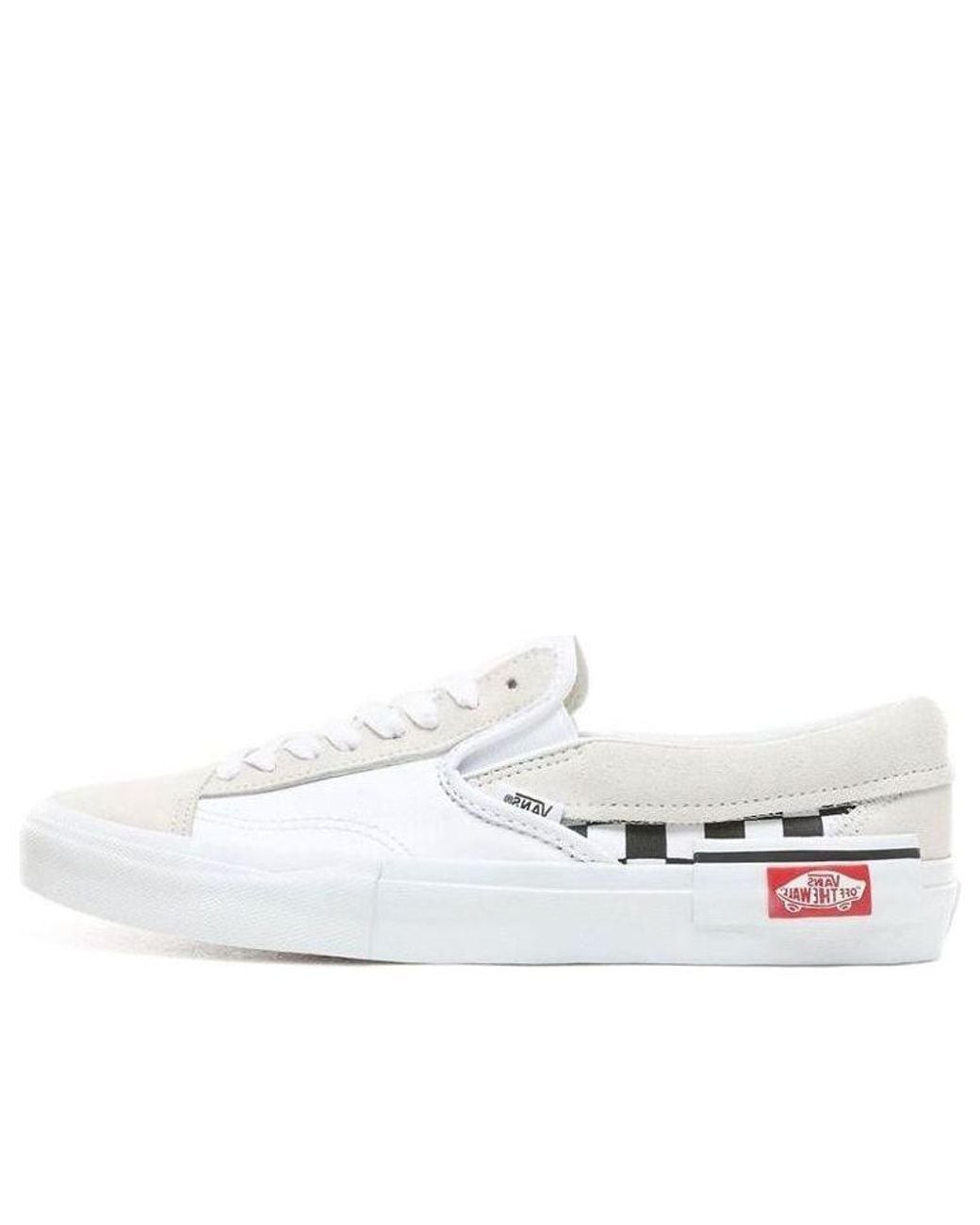 Vans White Slip-On Cap Checkerboard' for men