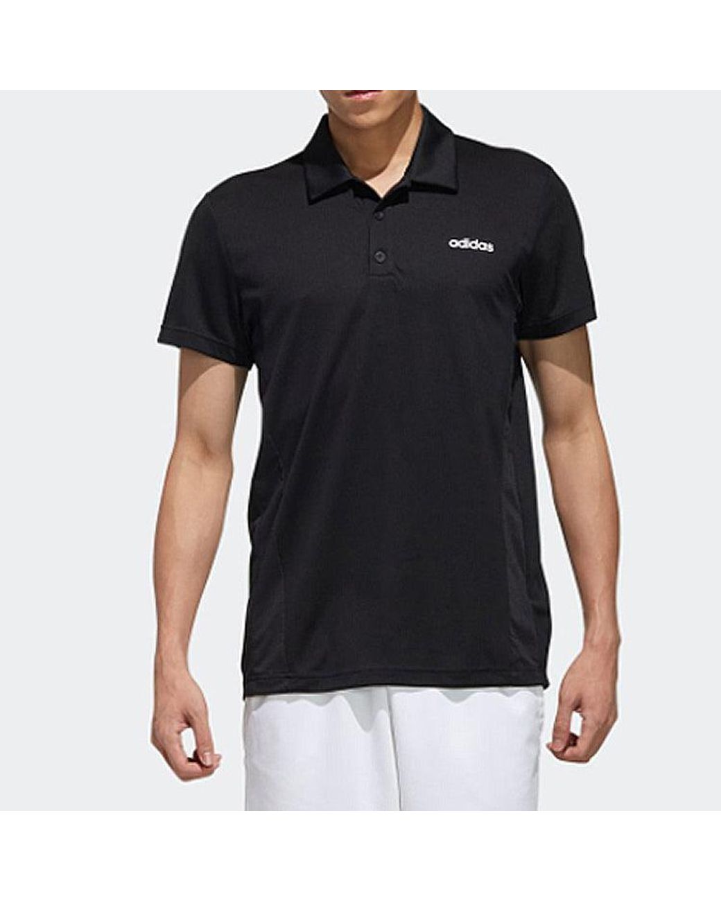 Adidas Black Training Sports Short-Sleeve Polo Shirt for men