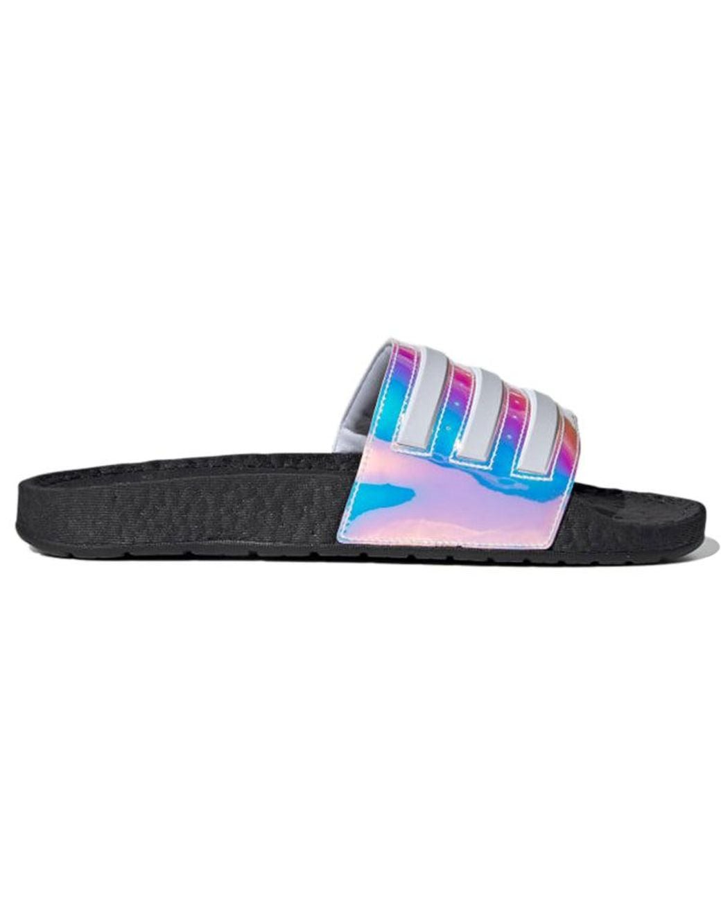 Adidas Blue Adilette Boost Slides 'Iridescent' for men