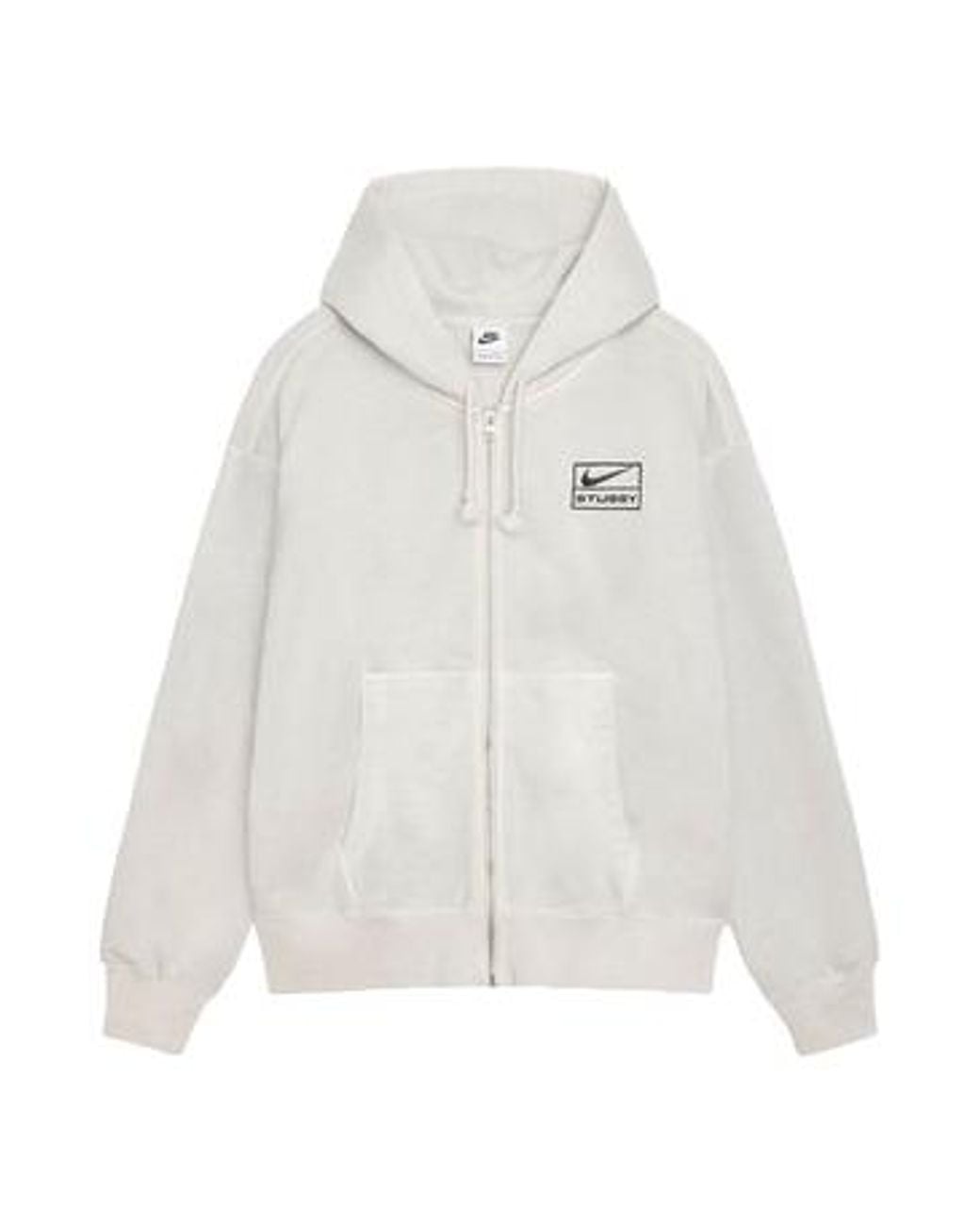 Nike White X Stussy Ss24 Full-Zip Washed Fleece Hoodie Fz9990-072 for men