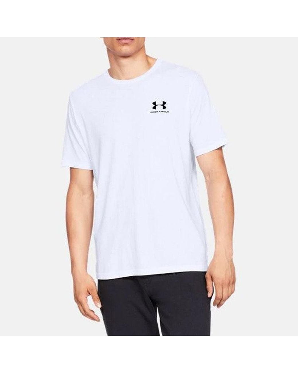 Under Armour White Ua Sportstyler Logo Training Sports Short Sleeve Couple Style for men