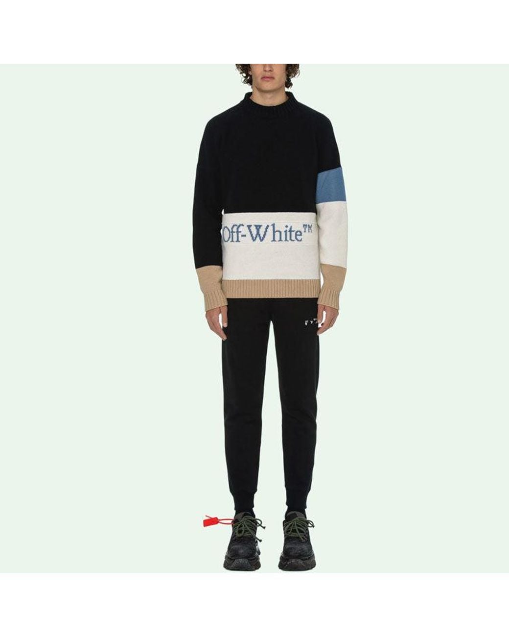 Off-White c/o Virgil Abloh Black Ss21 Logo Round Neck Long Sleeves for men