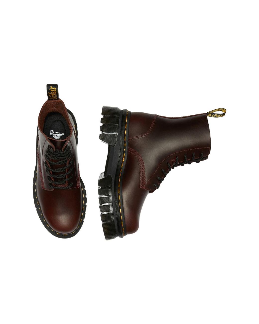 Dr. Martens Brown Audrick Brando Leather Platform Lace Up Boots