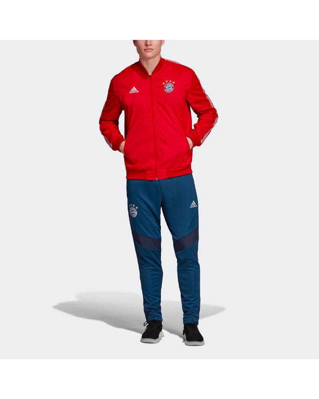 Adidas Red 19-20 Season Bayern Munich Soccer/Football Logo Sports Loose Training Long Sleeves Jacket for men