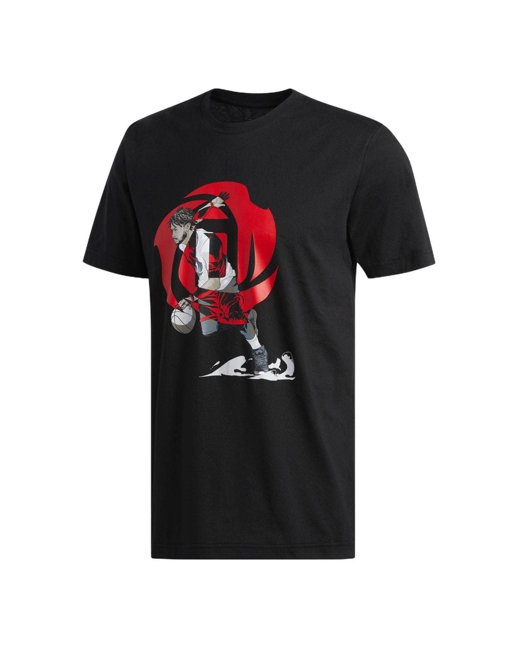 Adidas Black Casual Sports Printing Round Neck Pullover Short Sleeve T-Shirt for men