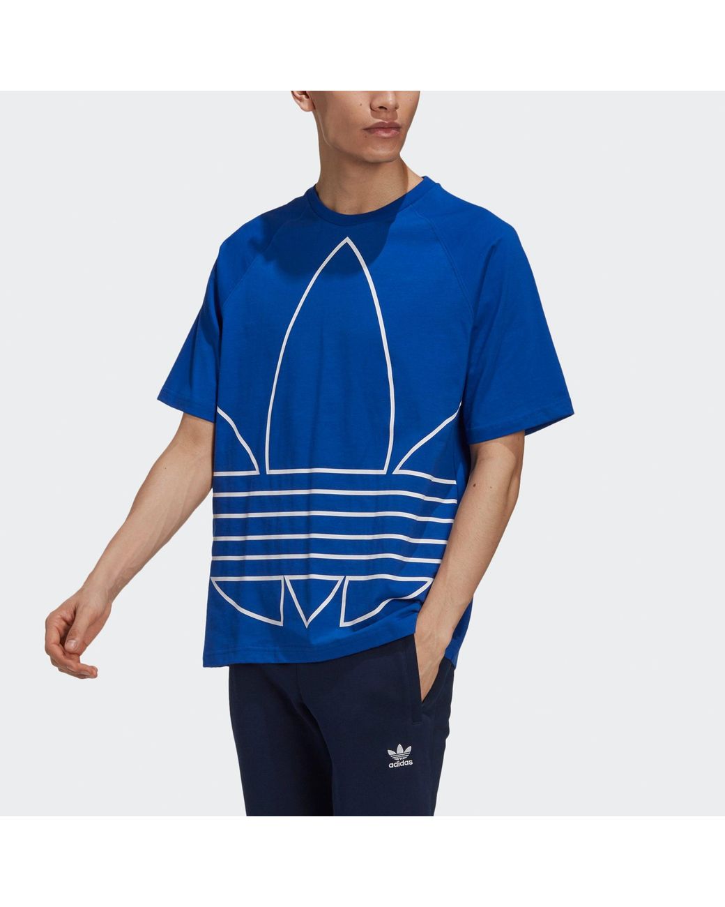 Adidas Blue Originals Bg Trf Out Tee Logo Printing Sports Round Neck Short Sleeve for men