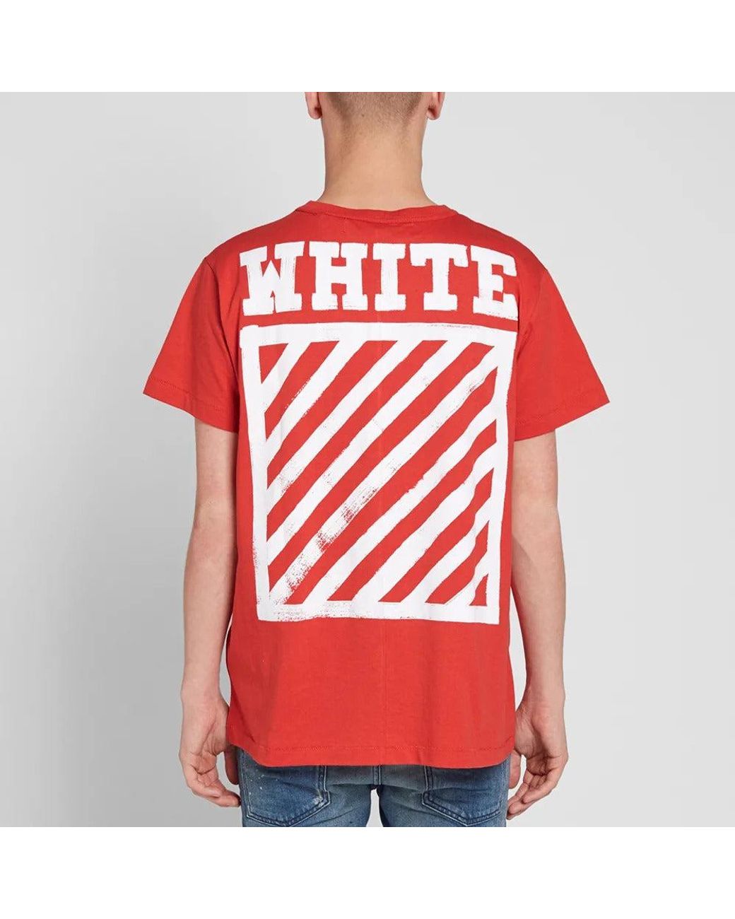 Off-White c/o Virgil Abloh Red Brushed Diagonal S/S T-Shirt for men