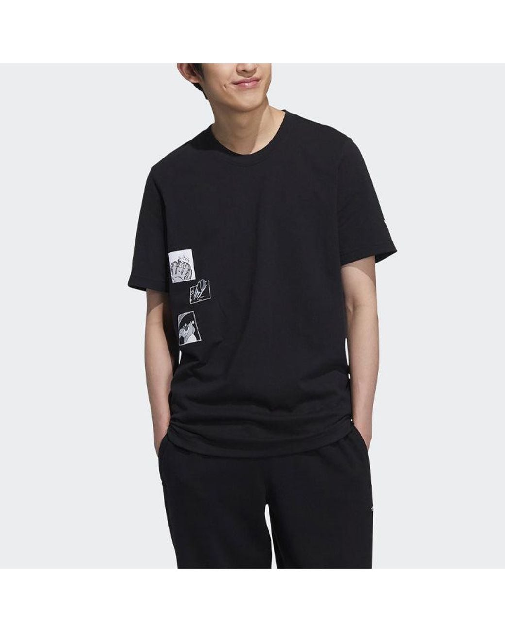Adidas Black Originals X Pixar Crossover Casual Pattern Printing Short Sleeve Couple Style