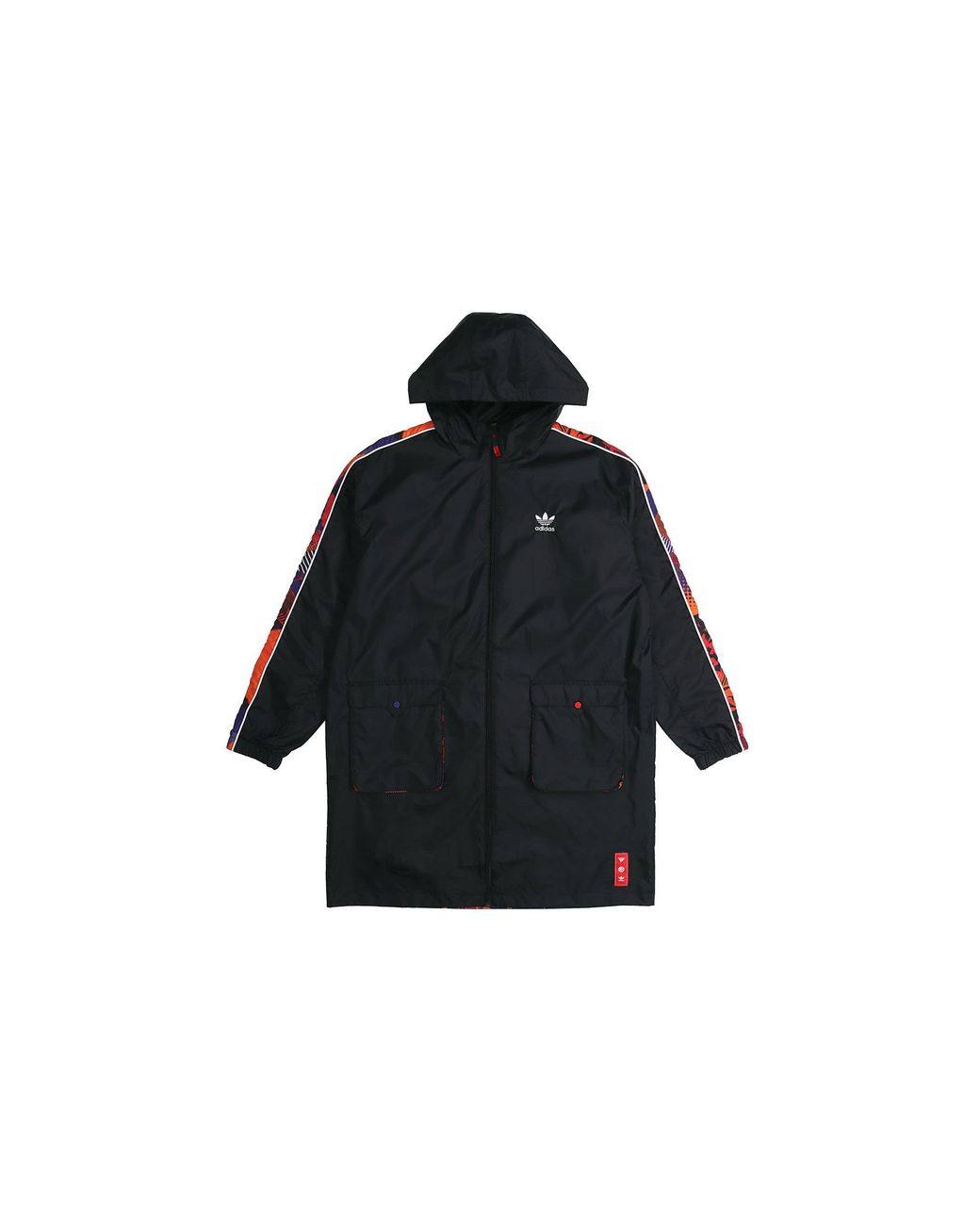 Adidas Red Originals Cny Parka Casual Hooded Sports Reversible Mid-Length Trench Coat Jacket for men