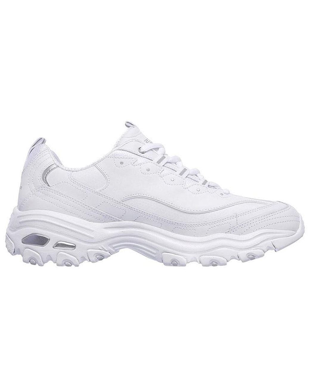 Skechers White D'Lites 1.0 Low-Top Running Shoes for men