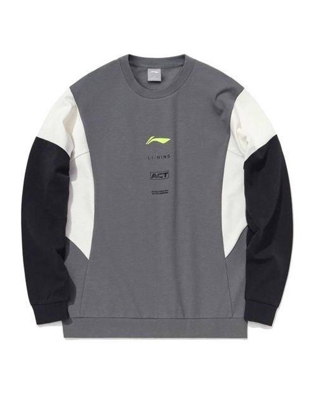 Li-ning Gray Contrasting Colors Sports Training Pullover Round Neck for men