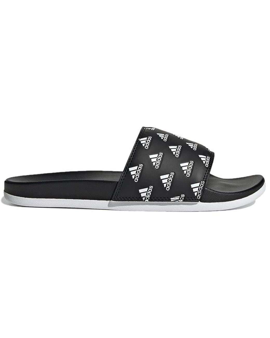 Adidas Black Adilette Comfort Slide 'Repeat Logo for men