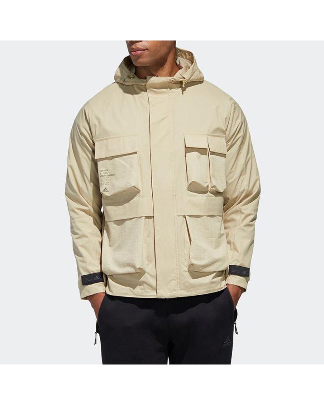 Adidas Natural Th Wb Jkt Multiple Pockets Sports Hooded Windbreaker Jacket for men