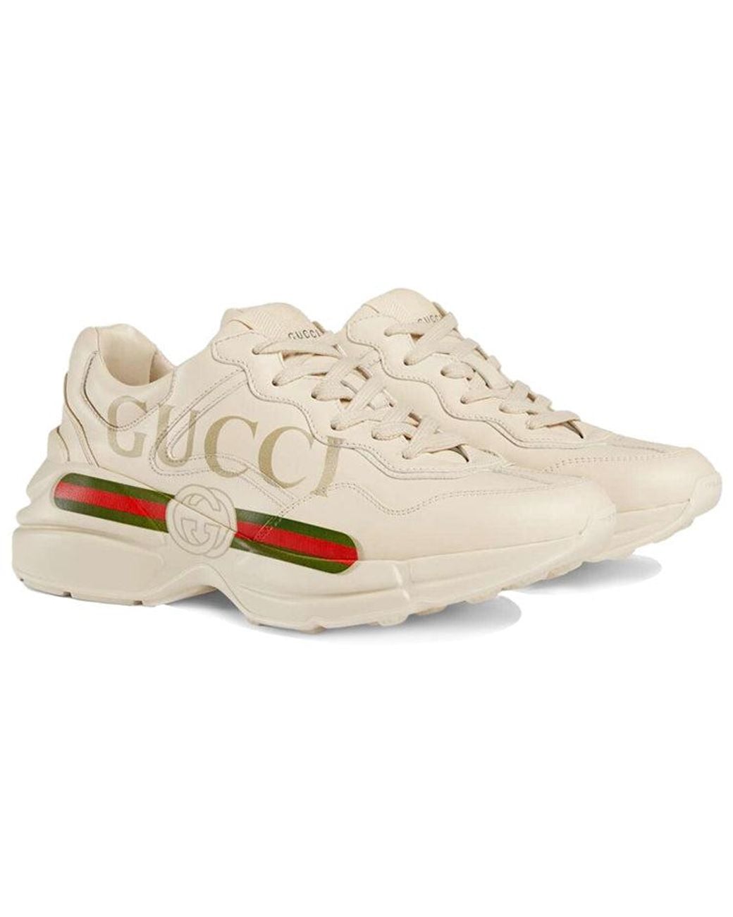 Gucci White (Wmns) Rhyton Leather Sneaker 'Logo'