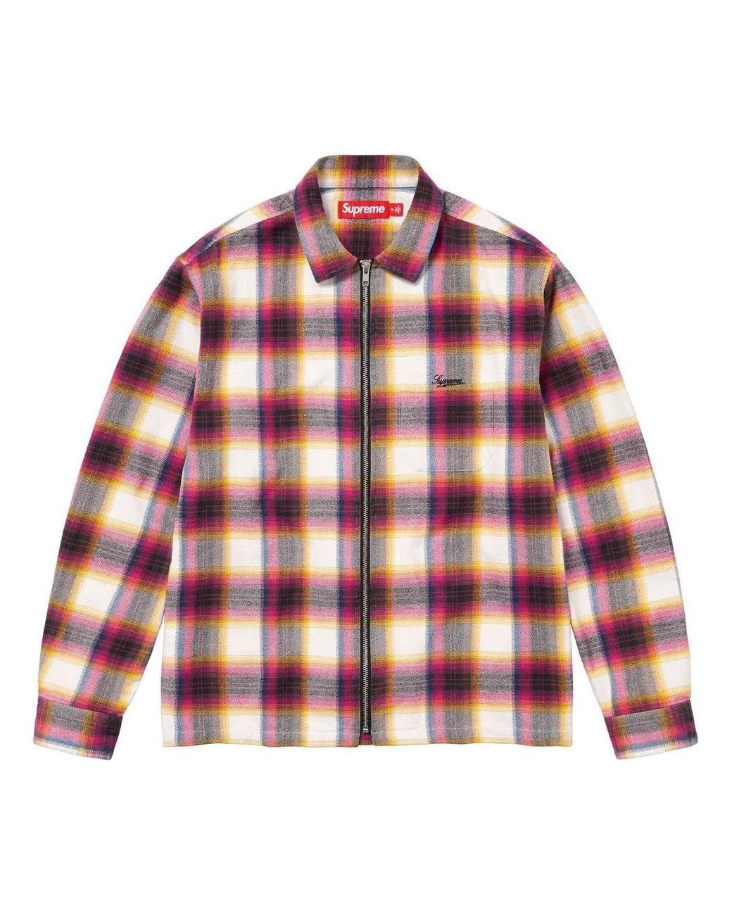 Supreme Shadow Plaid Flannel Zip Up Shirt ' ' in Red for Men | Lyst UK