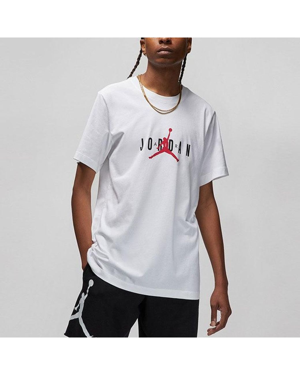 Nike White Alphabet Flying Logo Printing Round Neck Casual Short Sleeve for men