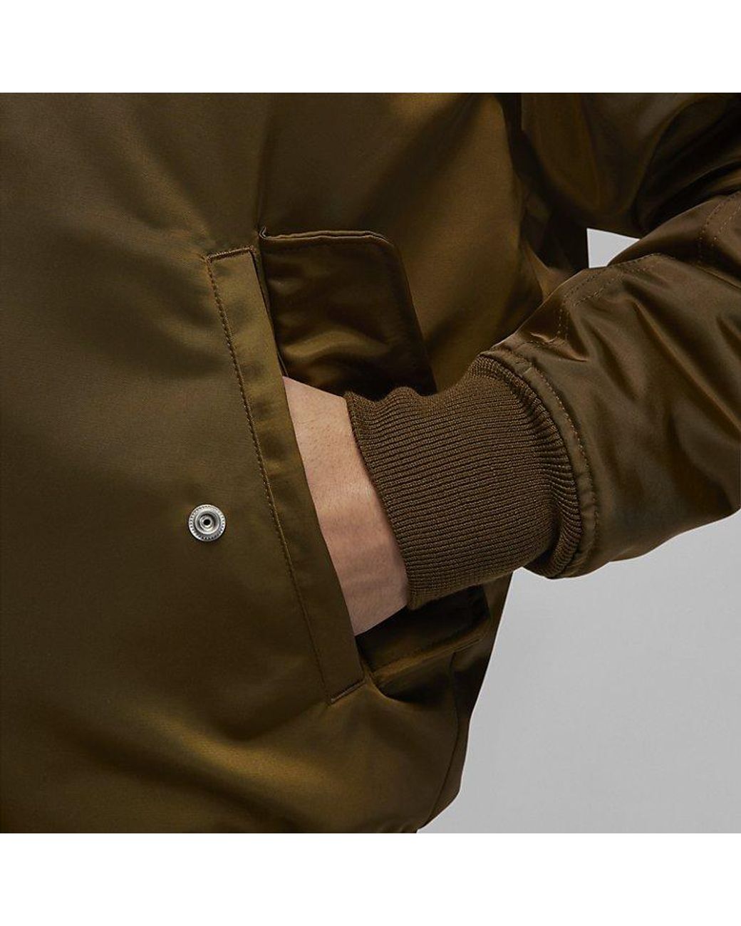 Nike Brown Logo Patch Baseball Collar Jacket 'Kahki' for men