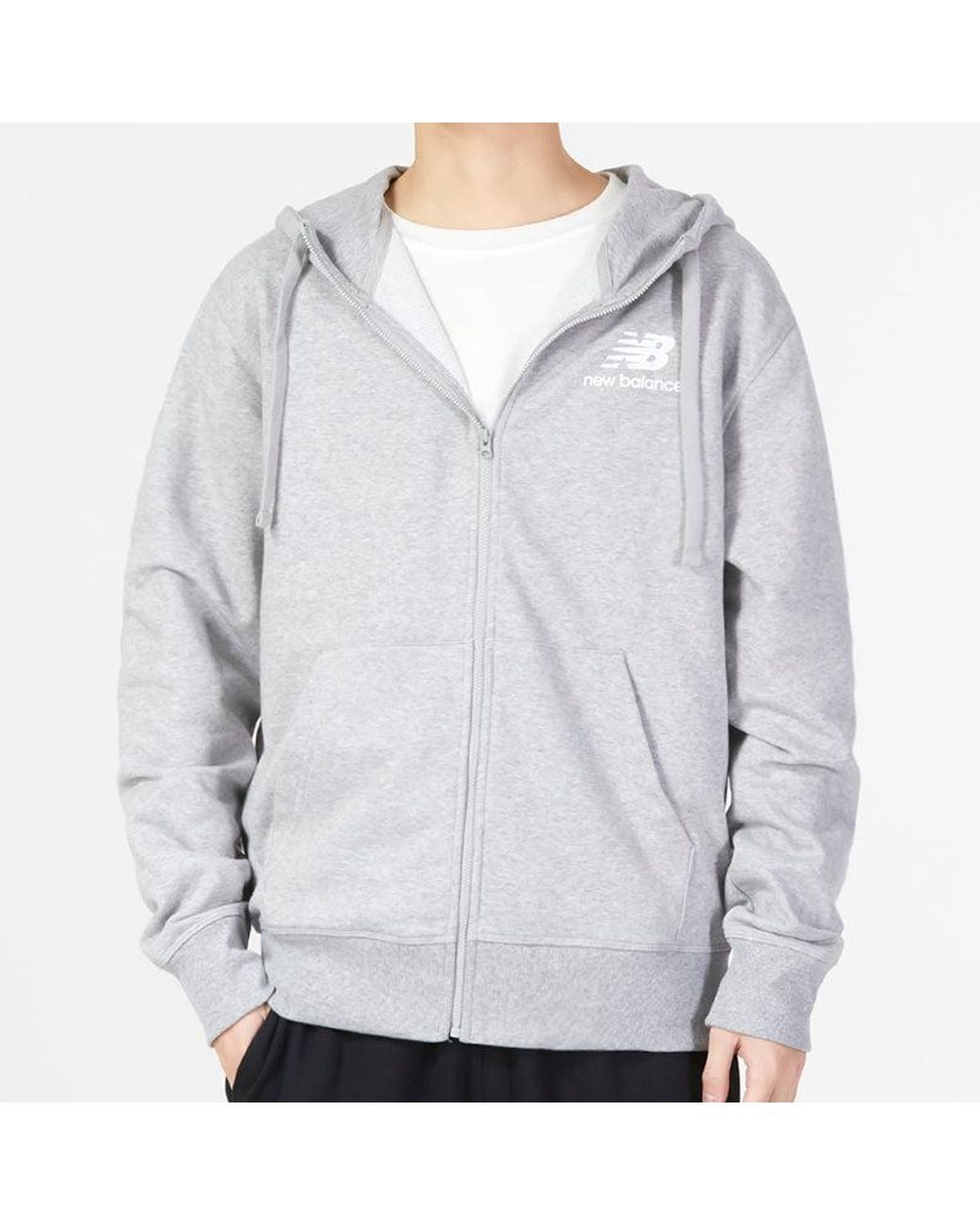 New Balance White Essentials Stacked Logo French Terry Jacket 'Classic' for men