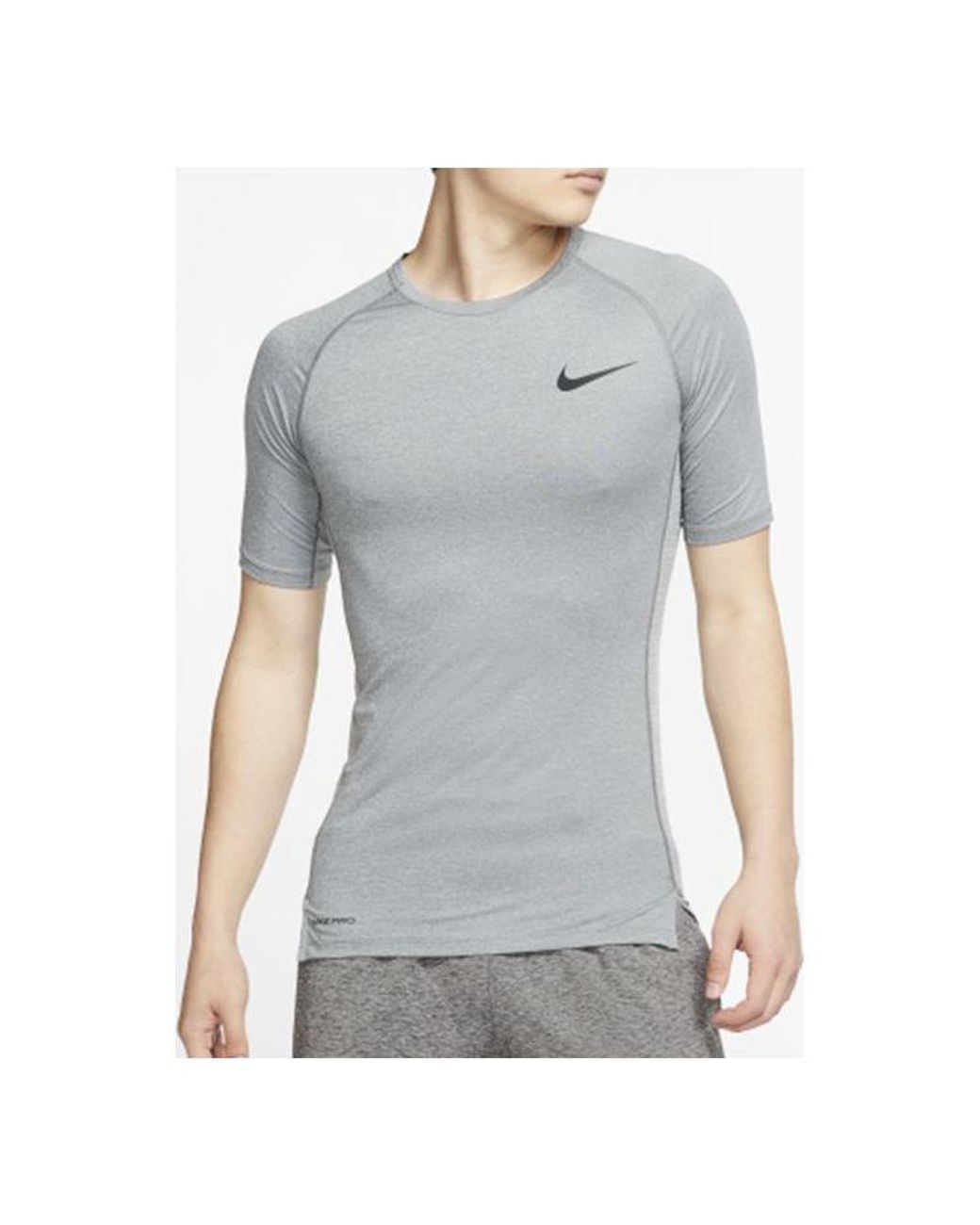 Nike Gray Pro Training Tight Short Sleeve for men
