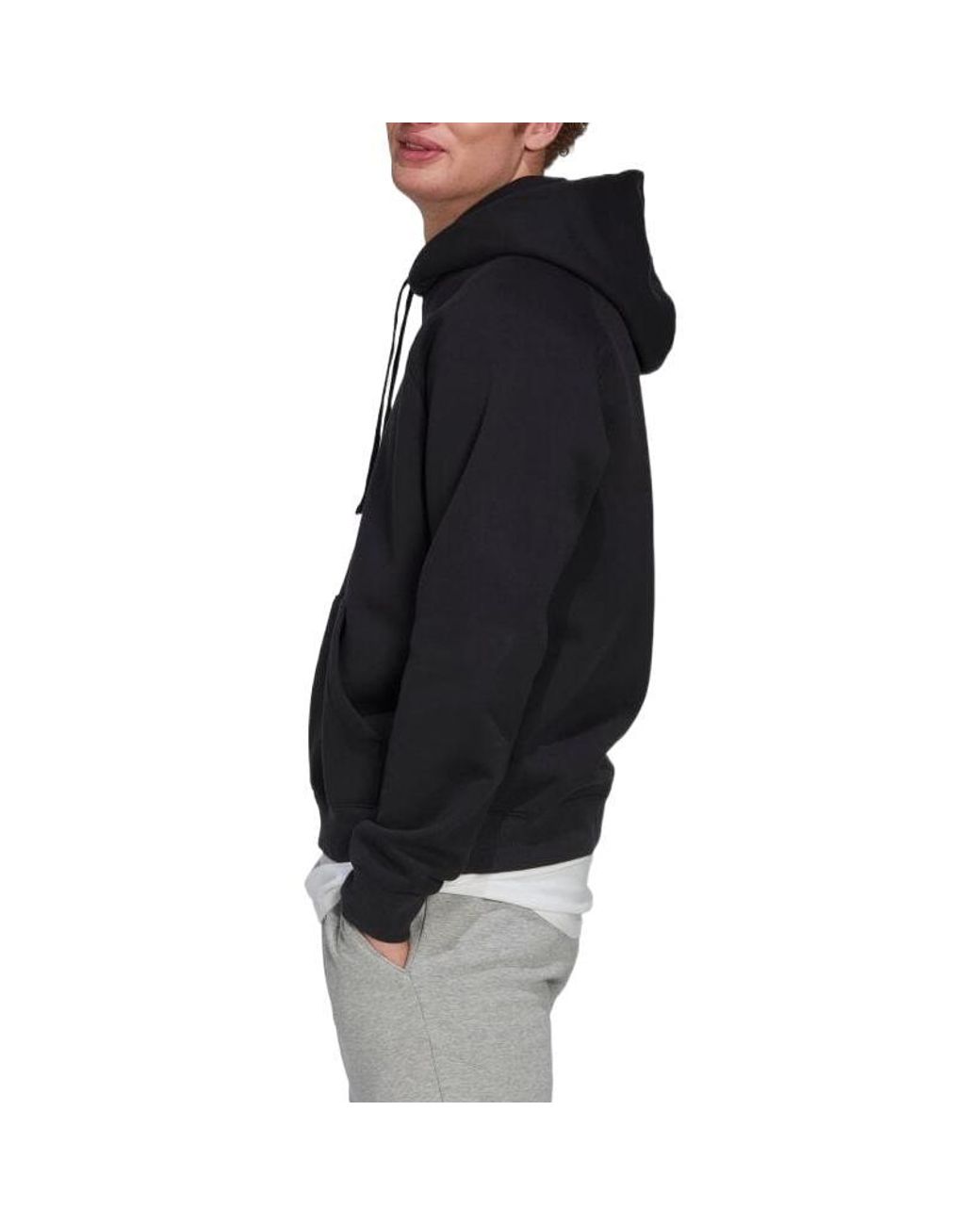 Adidas Black Solid Color Logo Hooded Loose Long Sleeves for men