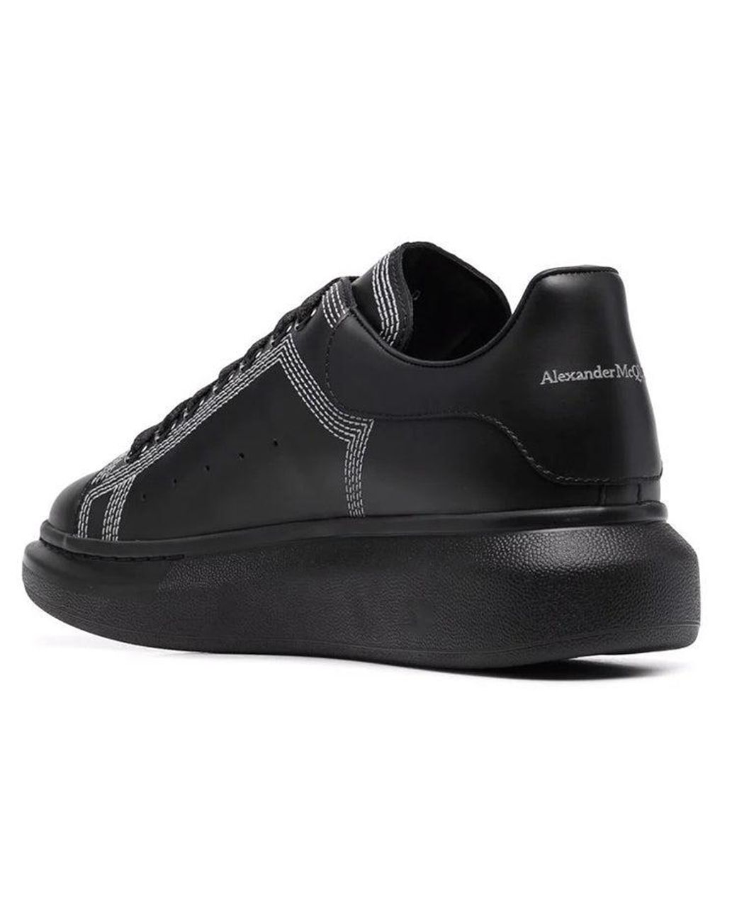 McQueen Black Oversized Sneaker 'Embroidered' for men