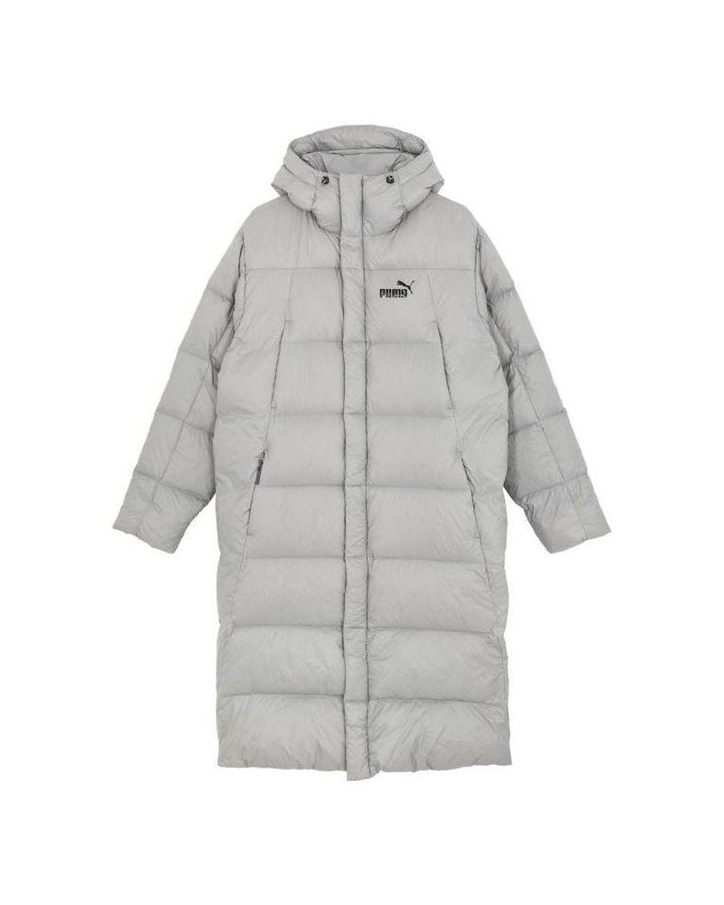 PUMA Gray Lightweight Hooded Down Coat for men