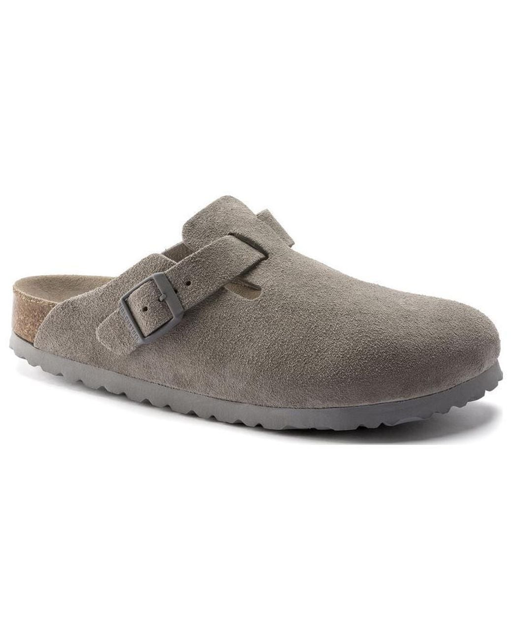 Birkenstock Gray Boston Soft Footbed Suede Leather 'Stone Coin' 1020526 for men