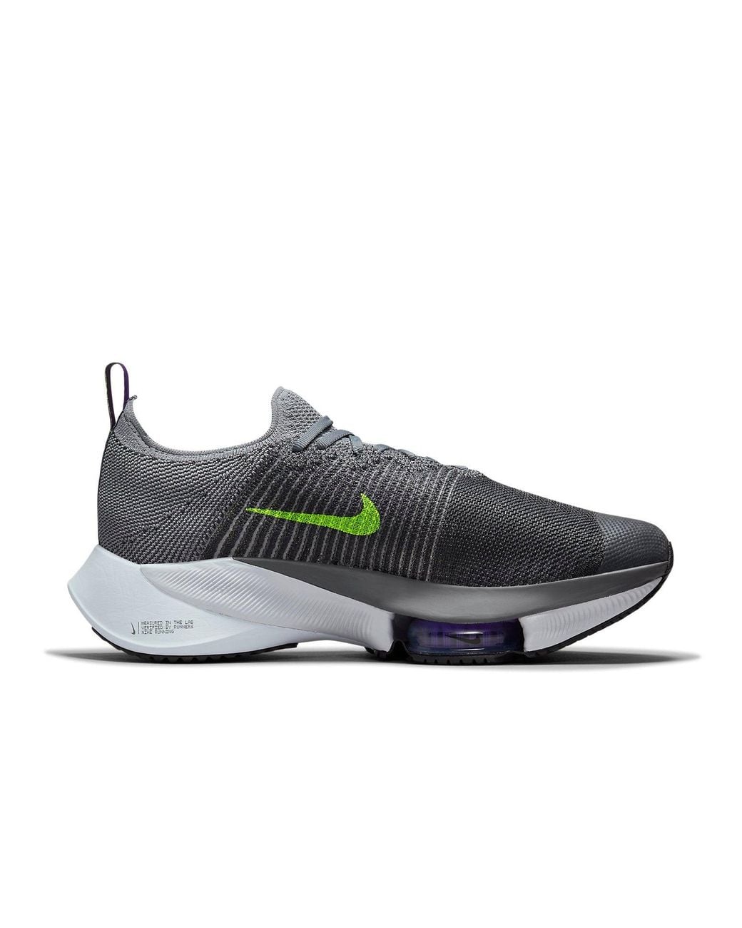 Nike Gray Air Zoom Tempo Next% Flyknit 'Particle Volt' for men