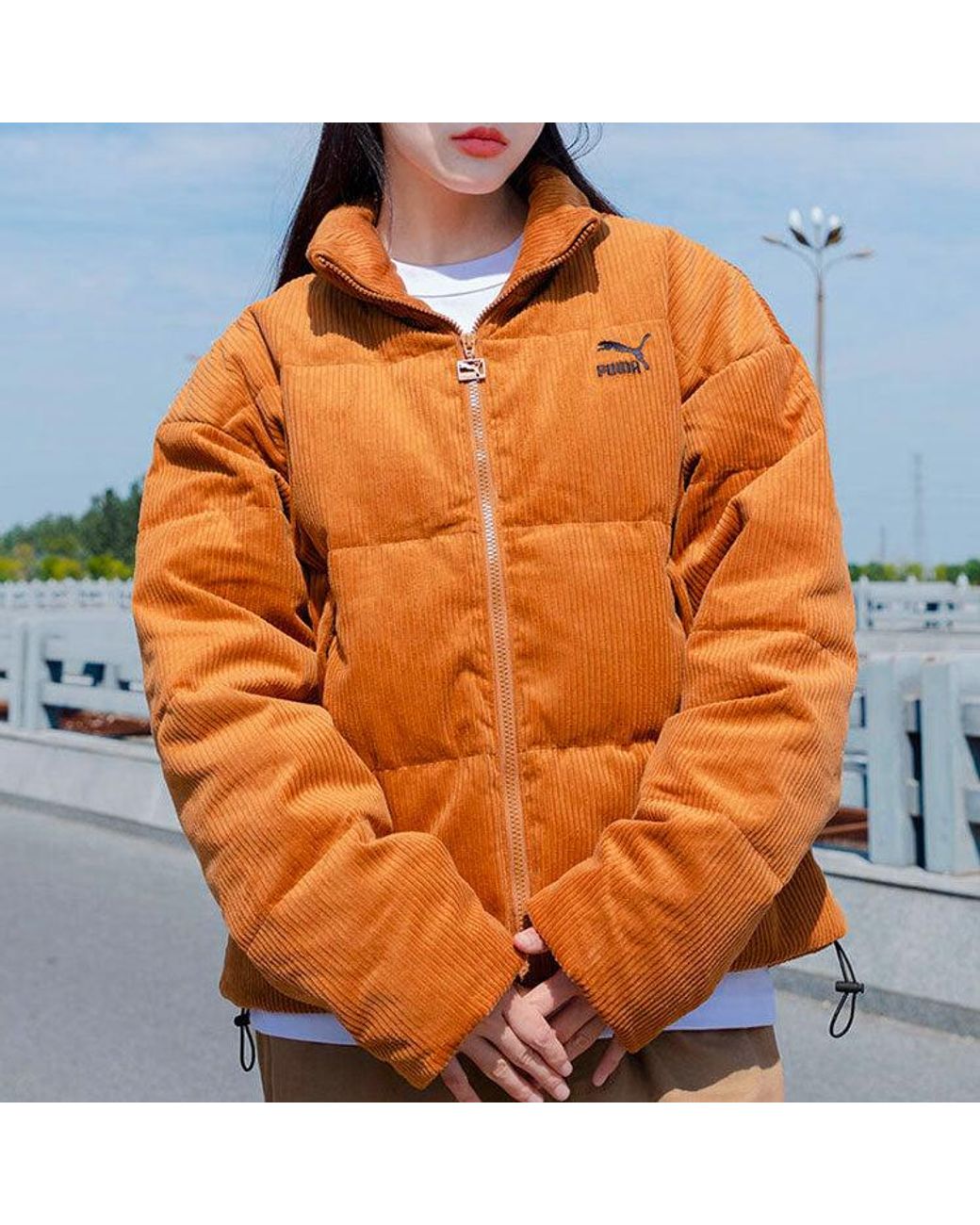 PUMA Brown Classics Oversized Short Polyball Puffer Winter Jacket for men