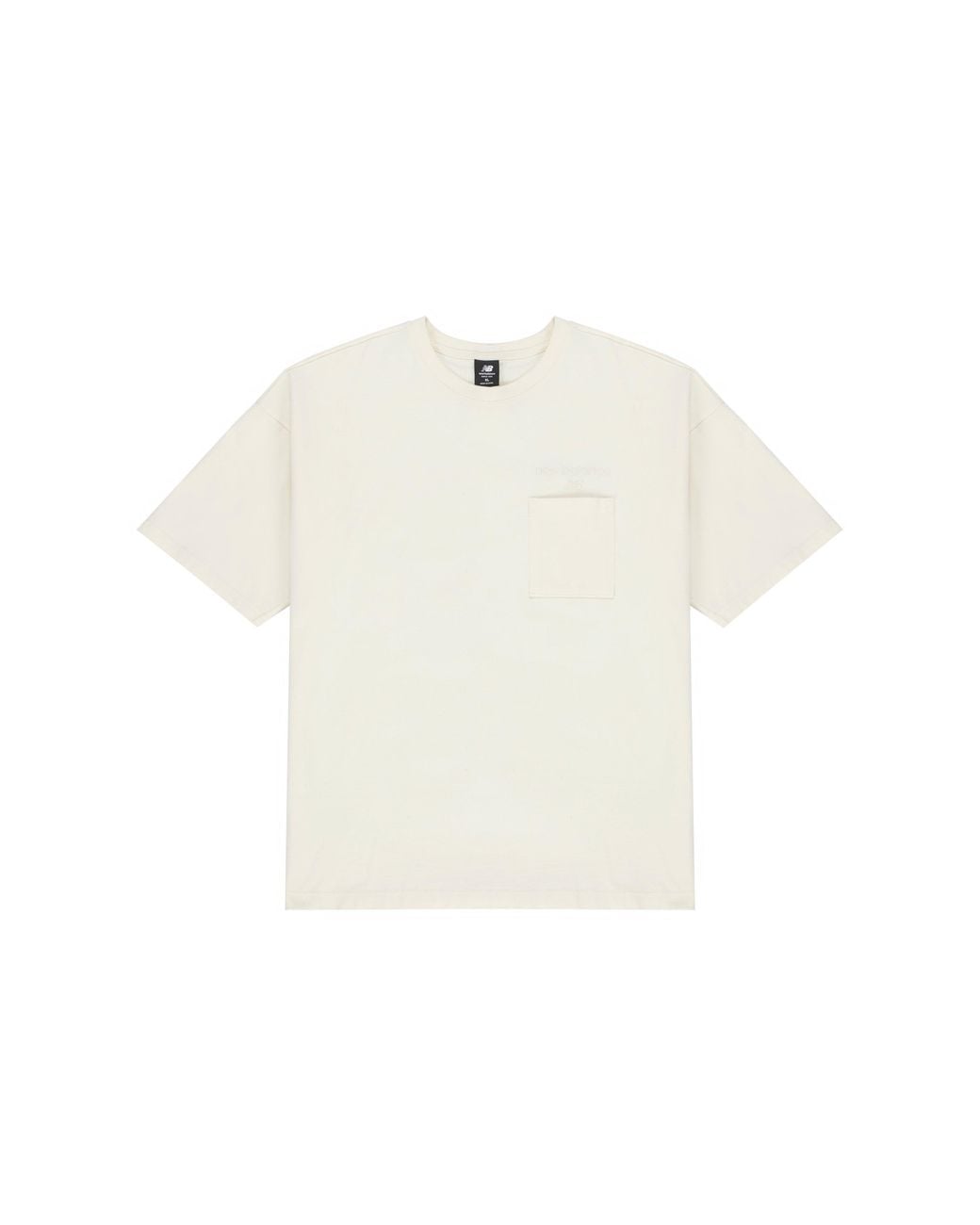 New Balance White Logo Embroidered Pocket Knit Round Neck Short Sleeve Couple Style for men