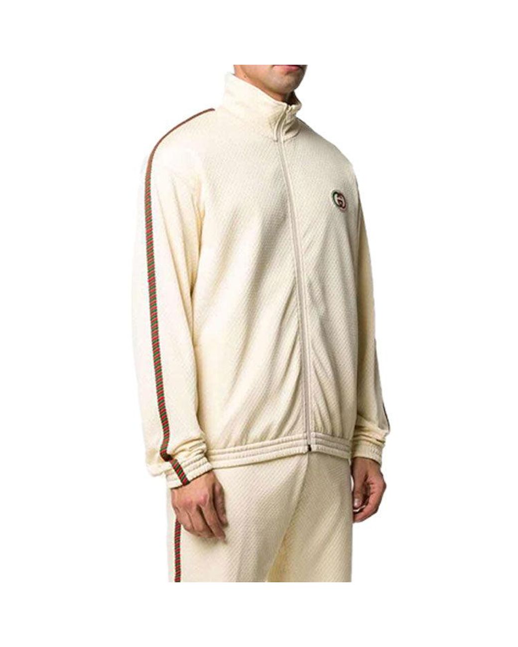 Gucci Natural Chest Logo Zip Jacket White for men