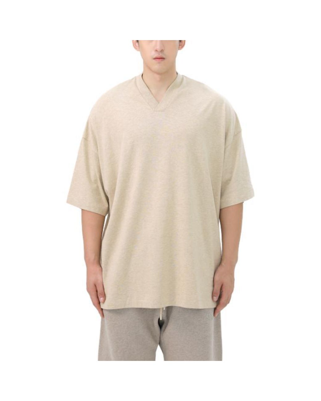 Fear Of God Natural Fw23 V-Neck T-Shirt Heather' for men
