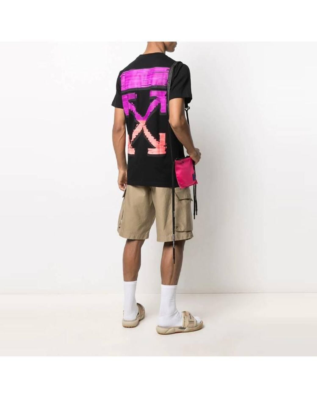 Off-White c/o Virgil Abloh Black Ss21 Logo Arrow Printing Pattern Cotton Short Sleeve for men