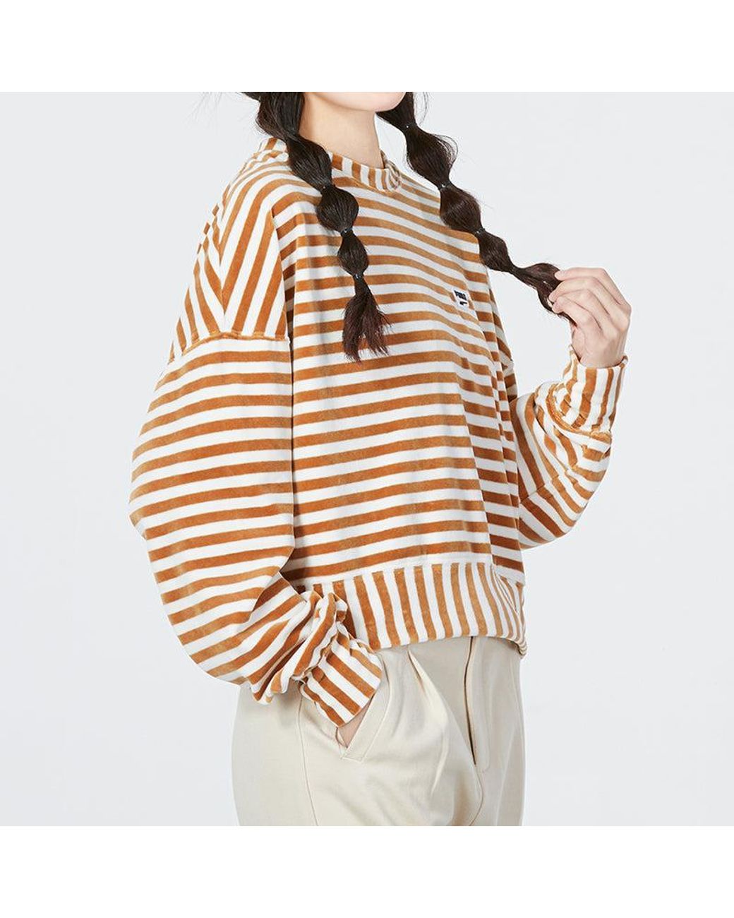 PUMA White Striped Knitted Sweater